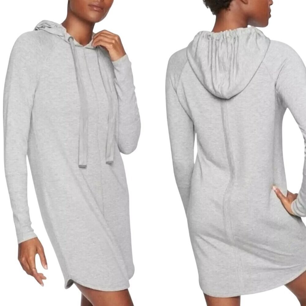 Athleta Solitude Hoodie Sweatshirt Dress Gray Cozy Soft Size S